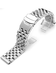 23mm SUPER Engineer Type II Solid Stainless Steel Straight End Watch Band-Push Button
