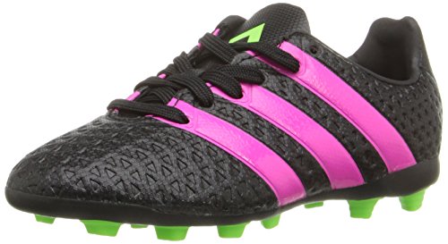 adidas Performance Ace 16.4 FxG J Soccer Shoe (Toddler/Little Kid/Big Kid),Black/Shock Pink/Green,4 M US Big Kid
