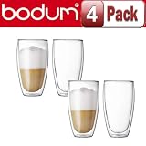 Bodum 4560-10US Pavina Double Wall Thermo Tall Drink Glass Four (4) Pack 15 Oz.