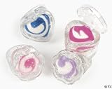 Daisy Heart Shaped Swirl Lip Gloss Rings (1 dz)