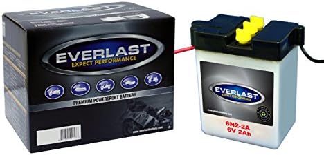 EverLast Battery - 6N2-2A UNV - 6 Volt, Conventional Battery with Acid Pack -2 3/4 L X 1 3/4 W X 3 13/16 H