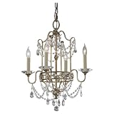 Murray Feiss F2476 4GS Gianna Collection 4-Light Mini Duo Chandelier - Gilded Silver Finish with Hand Polished Crystal