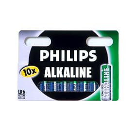 Philips B/LR6/10PK AA Alkaline Batteries 10 Pack - Ideal for Personal CD Players, Cameras, Remote Controls, Toys etc