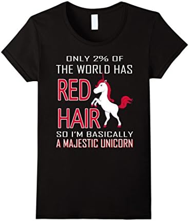 Women's Only 2% Of The World Has Red Hair - Red Majestic Unicorn Medium Black