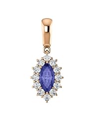 14K Rose Gold 8.00x4.00mm Marquise Cut Tanzanite and Diamond Pendant -- LIFETIME WARRANTY