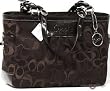 Authentic Coach Optic Signature Pleated East West Gallery Tote Handbag 13762 Brown