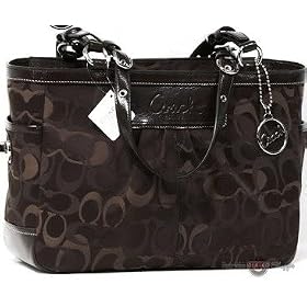 COACH SIGNATURE BROWN TOTE PURSE HANDBAG - 13762