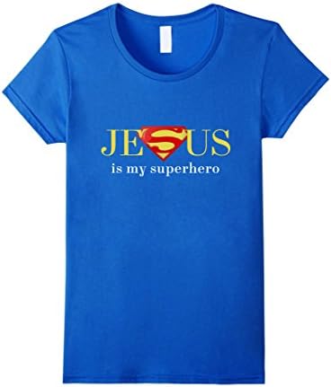 Women's Jesus Is My Superhero T-shirt XL Royal Blue