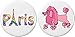 Set 2 Parisian Themed 1.25â€ Pinback Buttons Pins Paris Eiffel Tower Pink Poodle