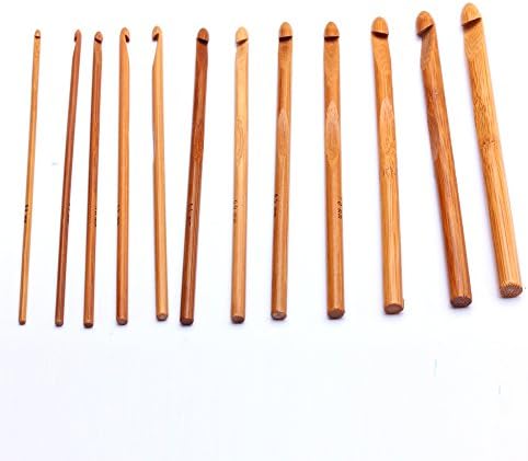 TinFmoon 12Pcs Bamboo Crochet Hook Knitting Needles 3.0-10.0mm