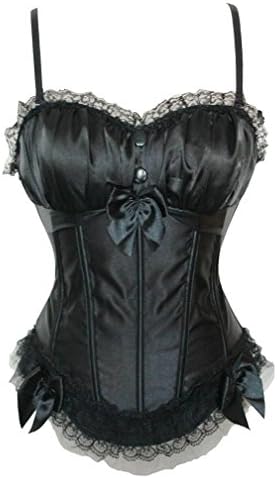 Camellias Women's Sexy Burlesque Bridal Wedding Style Boned Corset, SZ1369-Black-L