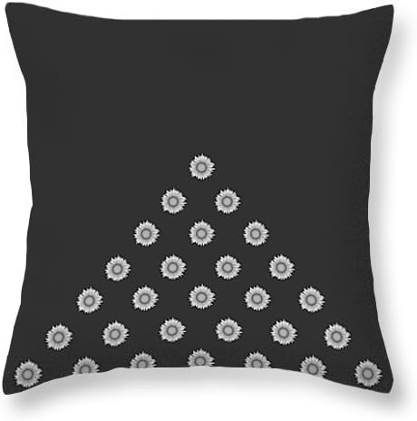 Geometric Sunflowers I Triangle Bottom Light Grey Throw Pillow Cushion Case Cover Dark Grey 20"x20"