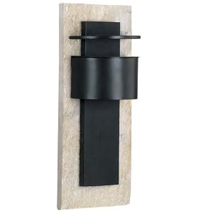Kenroy Home 70285WHSL Pembrooke Small Wall Lantern, Natural White Slate with Bronze, Small by Kenroy Home