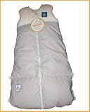 Daunenschlafsack von ARO Artlaender 90 cm, Brustteil weiss, unten weiss/blau gestreift