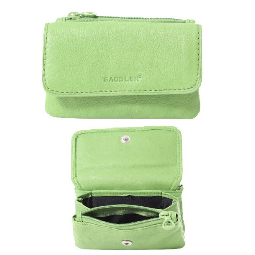 Saddler Leather Flapover Triple Body Coin Purse 