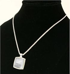J-Steel by Fyn Studios (TM) Stainless-Steel & White Mother of Pearl Pendant Necklace 843332001150