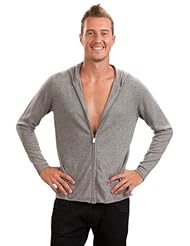 Grey Zip up Hoodie for Men in 100% Cashmere By Citizen Cashmere, XX-Large