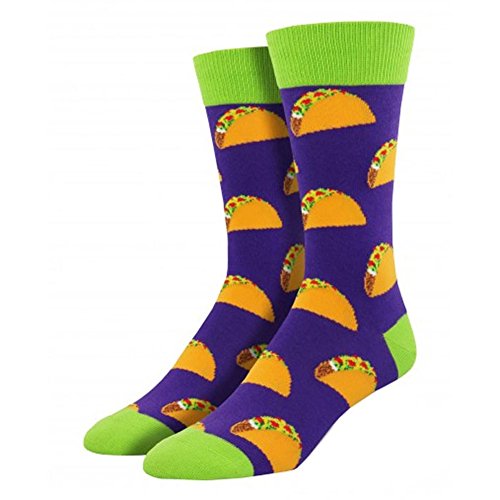 Socksmith Men’s Taco Crew Socks Novelty Footwear Purple, One Size Fits Most