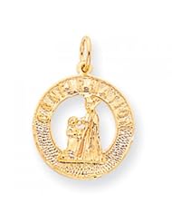 10k Yellow Gold Solid Polished Confirmation Charm - Religious Jewelry