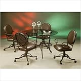 Island Falls 5 Piece Glass Top Dining Set with Chair with Casters