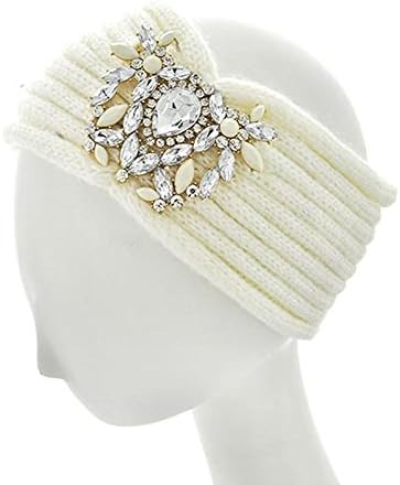 Aris Cozy Chic Jeweled Aspen Stretch Knit Headband (Ivory)