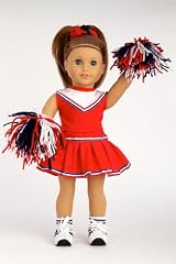 Go Team! - 6 piece cheerleader outfit includes blouse, skirt, headband, pompons, socks and shoes - 18 Inch Doll Clothes