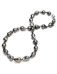 HinsonGayle AAA Gem Collection 10-11mm Ultra-Iridescent Black Fireball Baroque Cultured Pearl Necklace (14K White Gold, 18")