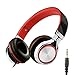 Sound Intone Ms200 Stereo Headsets Strong Low Bass Adjustable Headphones Earbuds for Smartphones Mp3/4 Laptop Computers Tablet Macbook Folding Gaming Earphones (Black/red)