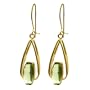 10k Yellow Gold Bridge Cut Green Quartz Earrings