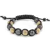 Shamballa Bracelet Mens Ladies Unisex Hip Hop Style Pave Eleven Black and Yellow Disco Ball Faceted Bead Unisex Adjustable