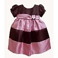 Baby Holiday 2 Tone Shantung Dress with Side Flower (12m-24m) (12m, Brown-DustyPink)