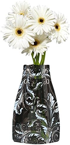 Reva Vase Ivy Black &amp; White Expanding Flower Vase 7 x 10