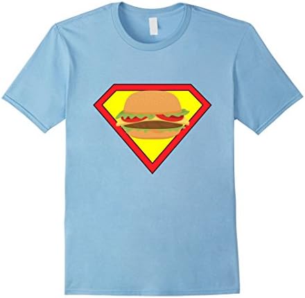 Men's Super Burger Extra Large Strong Powerful Hero Savior T-Shirt Medium Baby Blue