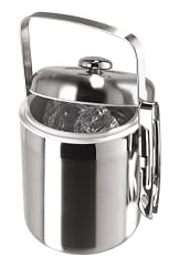 Oggi Galaxy Stainless Steel Satin Ice Bucket with White Insert and Tongs