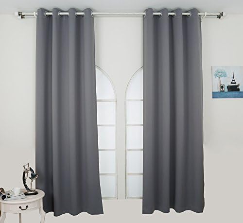 OZ special Window Treatments Blackout Curtains Full Shading Drapes Panels Solid Silencer Grommet Thermal Insulated Triple Weave for Bedroom Kids Room(2 Panels) (52''W x 84''L, Grey)