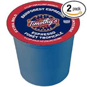 Timothy's World Coffee, Rainforest Espresso, 24-Count K-Cups for Keurig Brewers (Pack of 2)