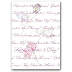 Happy Mother's Day with Sweet Pea, Pansy & Cupid's Dart - 5" x 7" Vellum Overlay Mother's Day Greeting Card