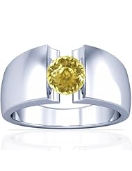 Platinum Round Cut Yellow Sapphire Solitaire Ring