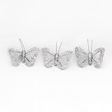 Lot de 3 papillons aimant&eacute;s &agrave; Strass Argent