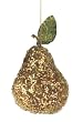 Sugared Fruit Decorative Gold Glittered & Beaded Pear Christmas Ornament 5"