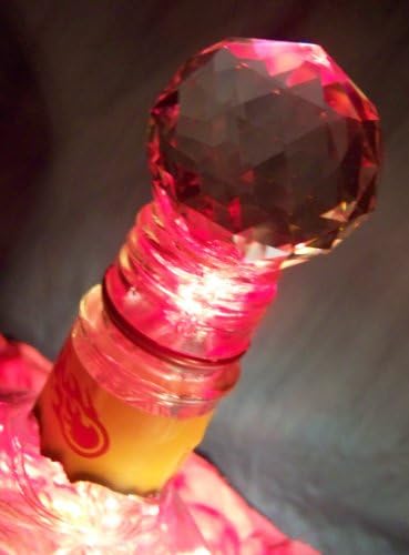 Bottle Art Lamp Made from Upcycled Fireball Bottle - Handcrafted by GypsyBeat LLC - red lights