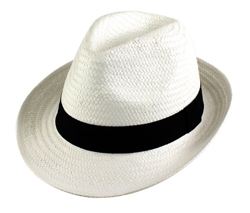 Mens Toyo Straw Hat White Black Band New 100% Paper