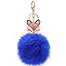 Generic Real Fox Fur Ball with Artificial Fox Head Inlay Pearl Rhinestone Key Chain for Womens Bag or Cellphone or Car Pendant