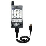 Coiled Power Hot Sync and Charge USB Data Cable w/ Tip Exchange for the PalmOne Treo 600 - Gomadic Brand