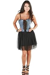 Ballerina Shirred Denim/Leather Club Dress/Mini Dress 