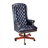 Traditional High Back Executive Chair with Leather and Fabric Options Finish: Moab, Fabric: Prism - Ocean