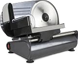 Andrew James Black Electric Precision Food Slicer 19cm Blade + Includes 2 Extra Blades For Bread and Meat