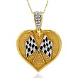 10k Yellow Gold Racing Heart Pendant (.015 cttw, I-J Color, I2-I3 Clarity)