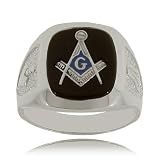 Masonic Ring in Sterling Silver with Black Onyx Signet