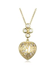 Overlay Design White CZ Heart Drop Pendant-18"